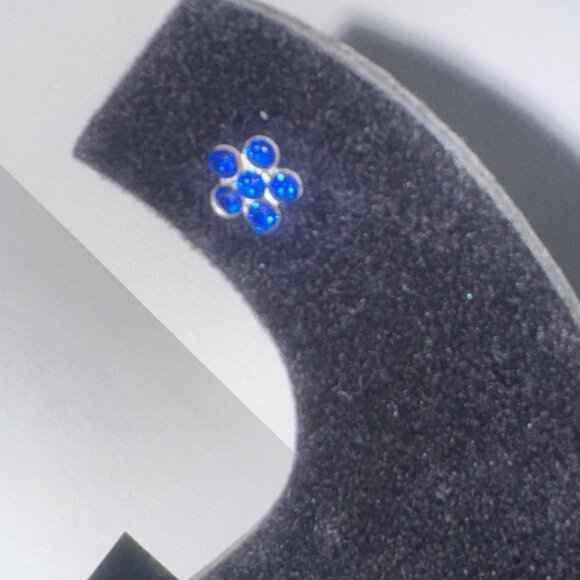 7mm Sapphire Blue Flower Cz And Sterling Post Earrings - Picture 9 of 11